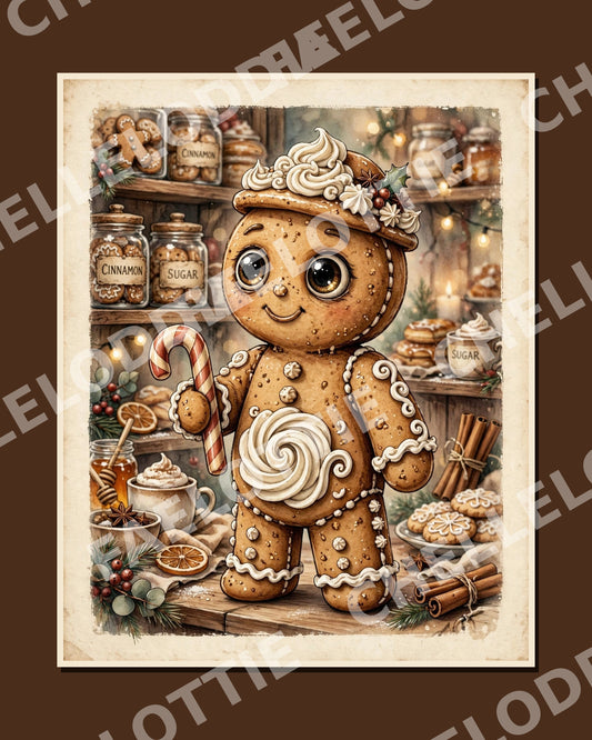Gingerbread Christmas Printable Pack Cute Wall Art Coloring Pages Gift Tags Clipart