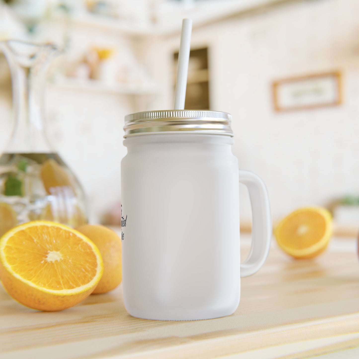 Mason Jar Tumbler — 'Too Enchanted to Care' Fairy Glass Mug with Straw