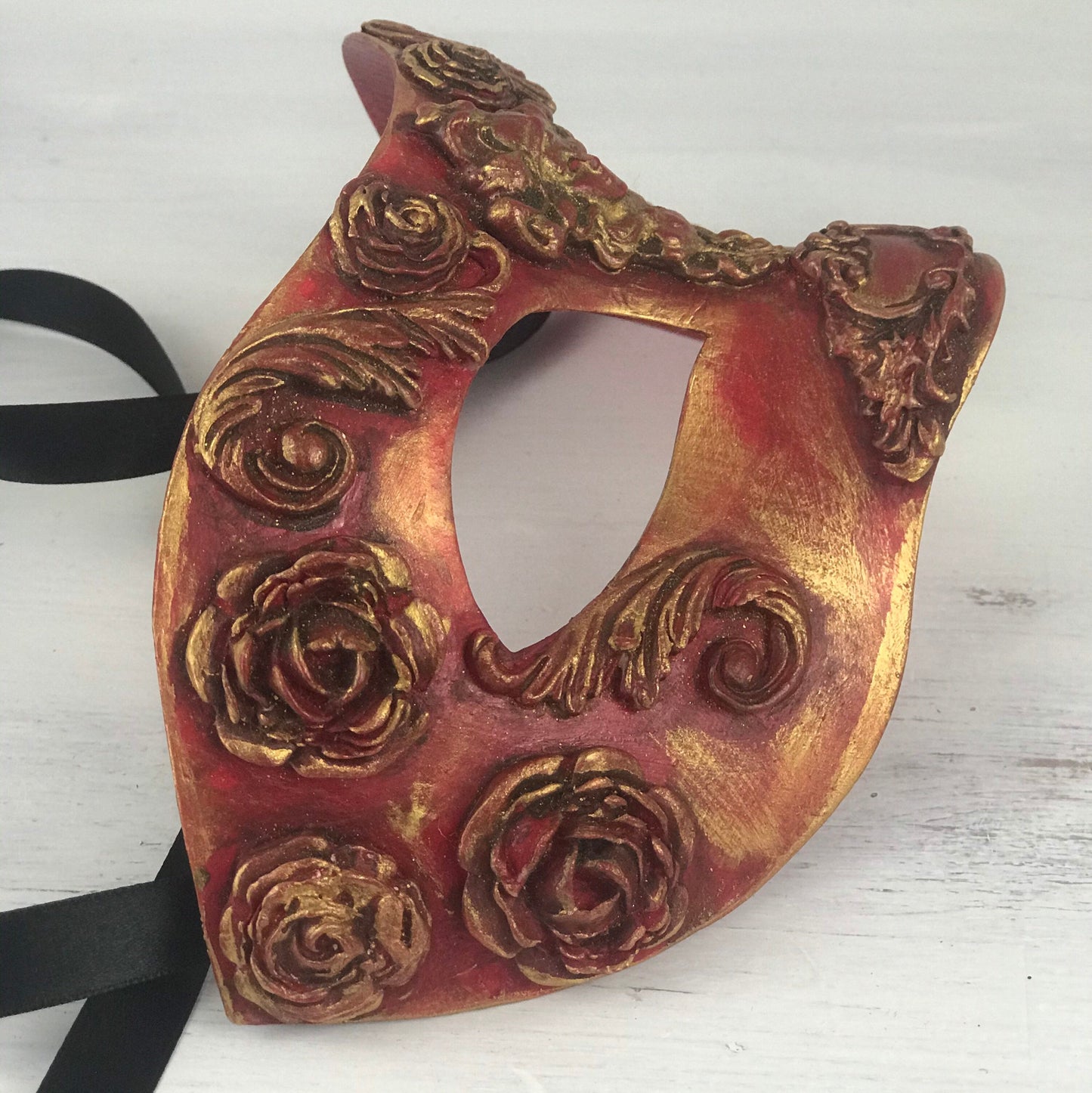 Red Masquerade Ball Mask, Party Mask, Masquerade Mask, Handmade Mask, Roses, Masks for Women, Purim Mask, Burning Man Mask, Wedding Mask