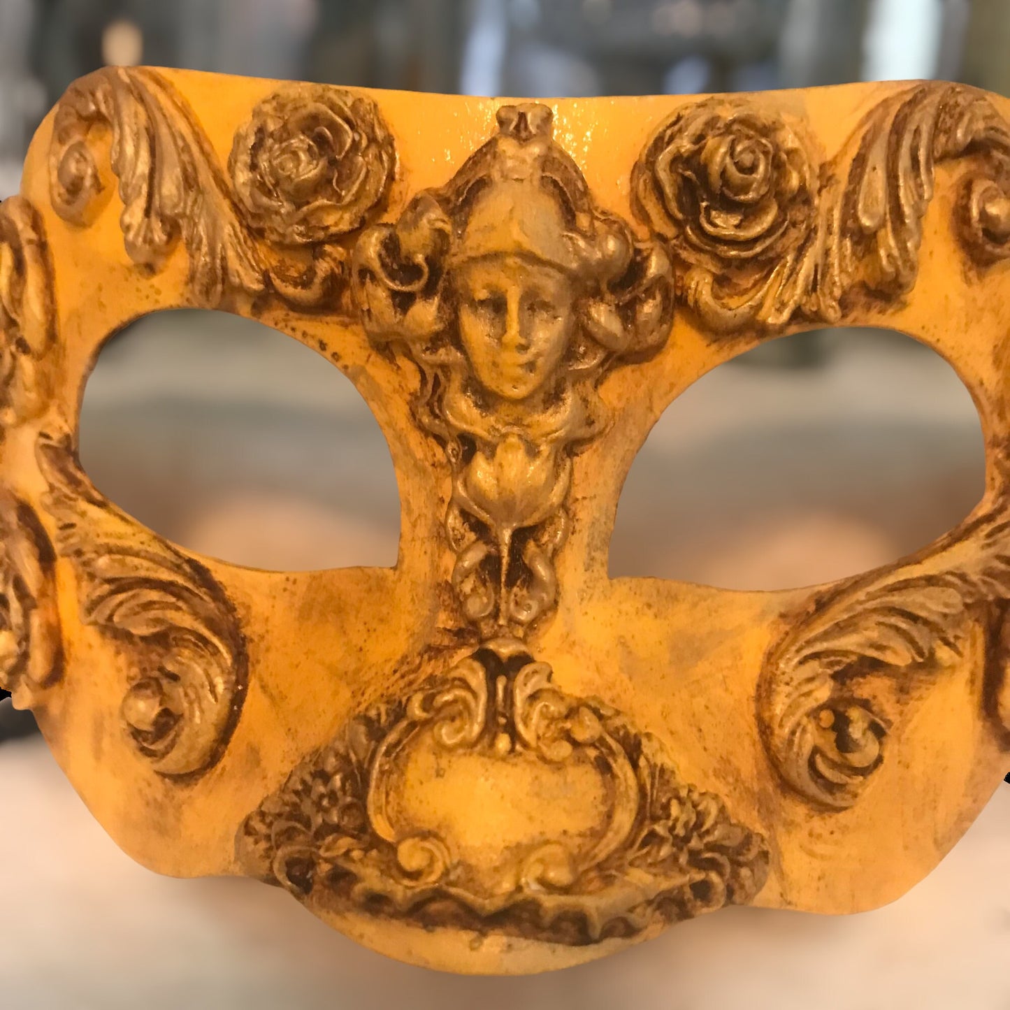 Yellow Masquerade Ball Mask, Party Mask, Masquerade Mask, Handmade Mask, Roses, Masks for Women, Purim Mask, Burning Man Mask, Wedding Mask