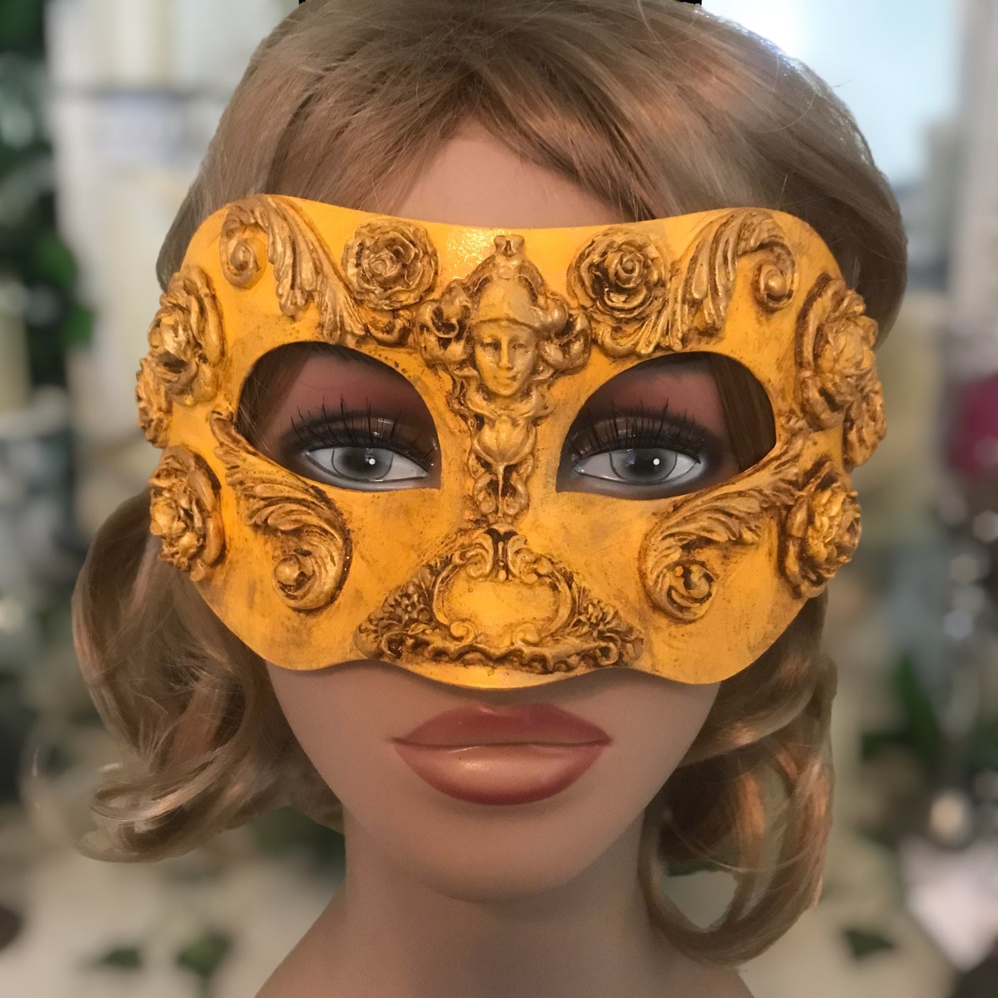 Yellow Masquerade Ball Mask, Party Mask, Masquerade Mask, Handmade Mask, Roses, Masks for Women, Purim Mask, Burning Man Mask, Wedding Mask