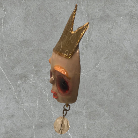 Handpainted Monster Fridge Magnet: Crowned Creepling Fae Goblin