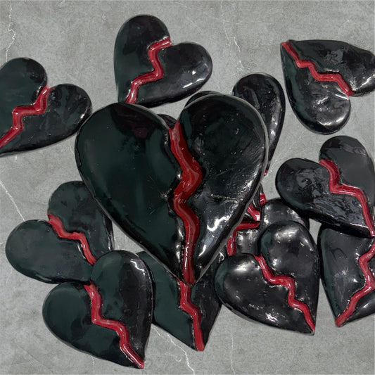 Handmade Black Broken Heart Magnet – Breakup Gift