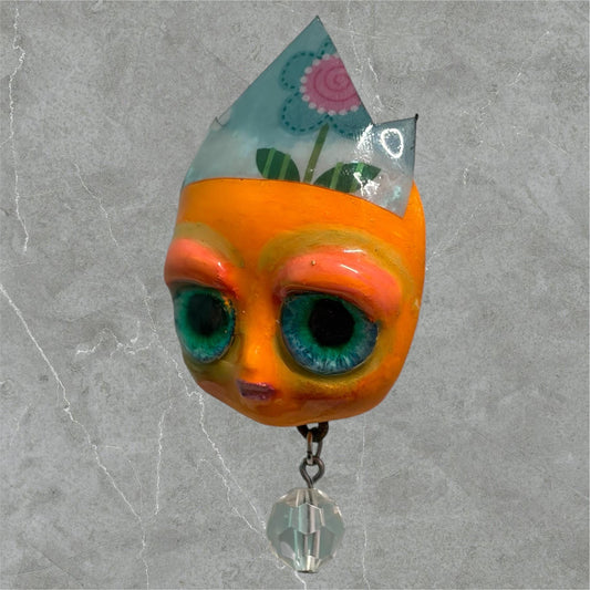 Handpainted Monster Fridge Magnet: Crowned Creepling Fae Goblin