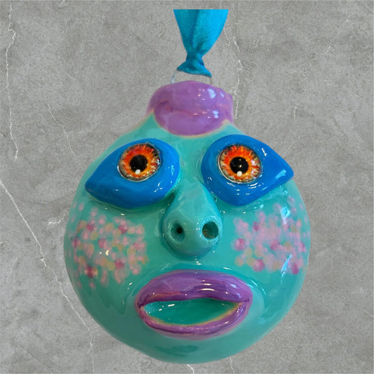 Whimsical Quirky Face Ornament Handmade Clay