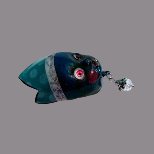 Handpainted Monster Fridge Magnet: Crowned Creepling Fae Goblin