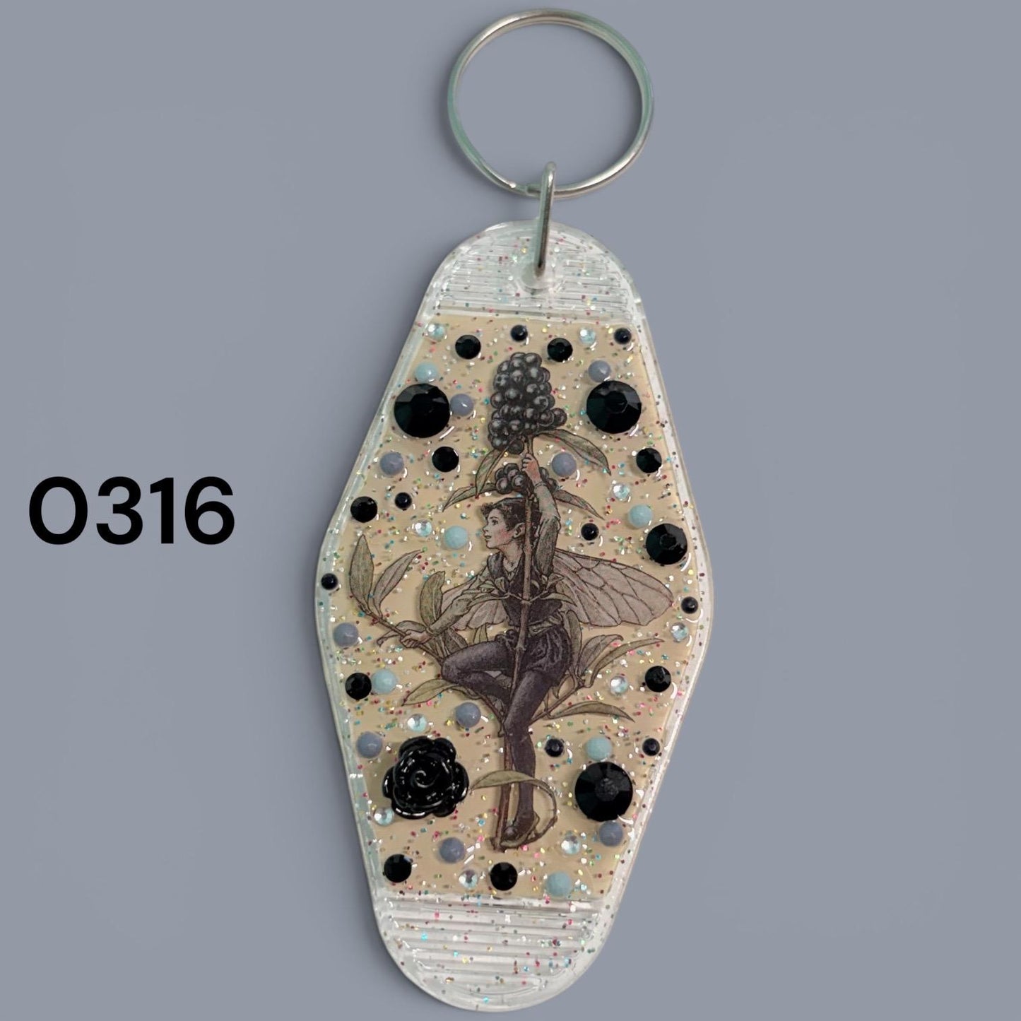 Whimsical Fairy Vintage style Hotel Motel Keychain