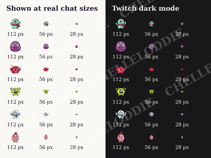 Winter Creepling Emote Pack — 12 Creepy Cute Monster Emotes + 6 Badges for Twitch and Discord