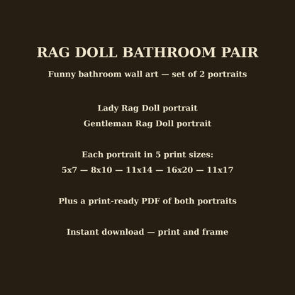 Rag Doll Portrait Set: Vintage Oil Painting Style, Stink Face Bathroom Humor