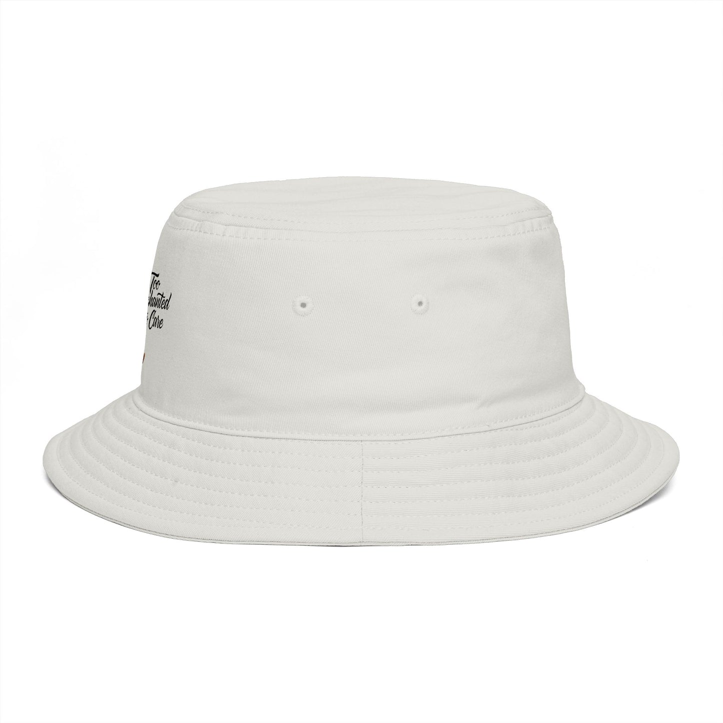 Bucket Hat - 'Too Beautiful to Care' Floral Girl Embroidered Sun Hat