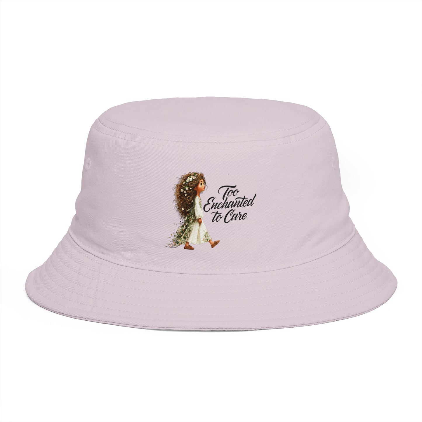 Bucket Hat - 'Too Beautiful to Care' Floral Girl Embroidered Sun Hat