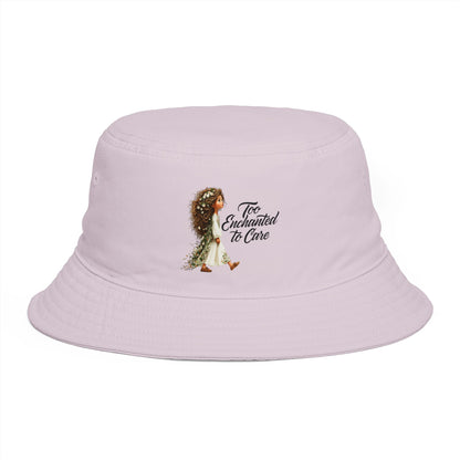 Bucket Hat - 'Too Beautiful to Care' Floral Girl Embroidered Sun Hat