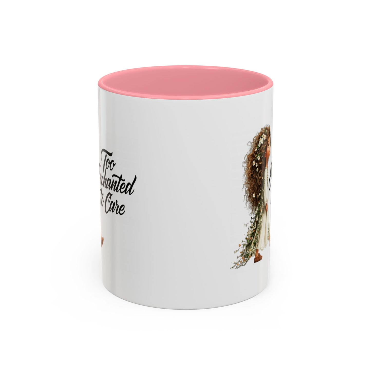 Coffee Mug – "Too Haunted To Care" Witchy Skull Accent Mug (Two-Tone, 11/15oz)