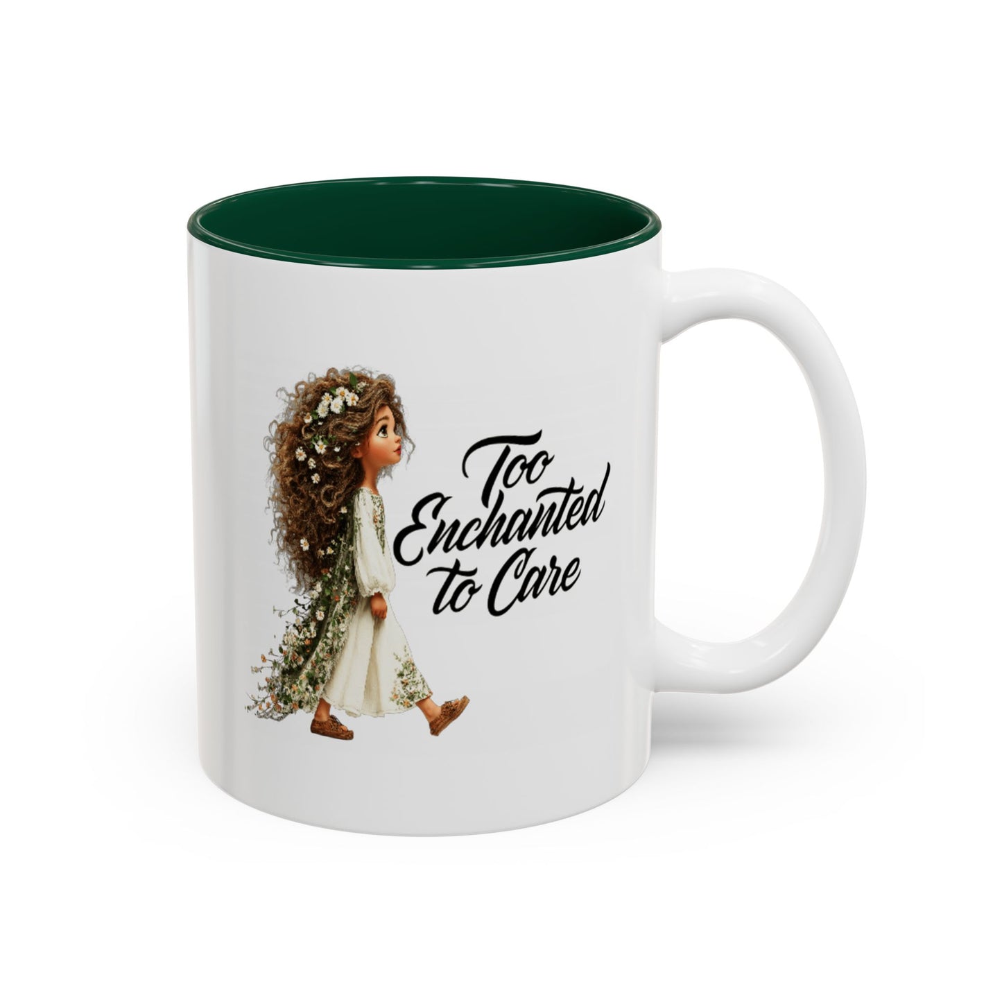 Coffee Mug – "Too Haunted To Care" Witchy Skull Accent Mug (Two-Tone, 11/15oz)