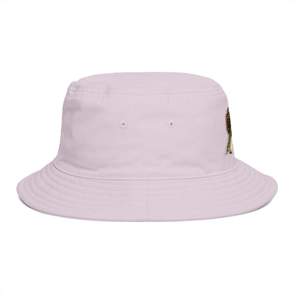 Bucket Hat - 'Too Beautiful to Care' Floral Girl Embroidered Sun Hat