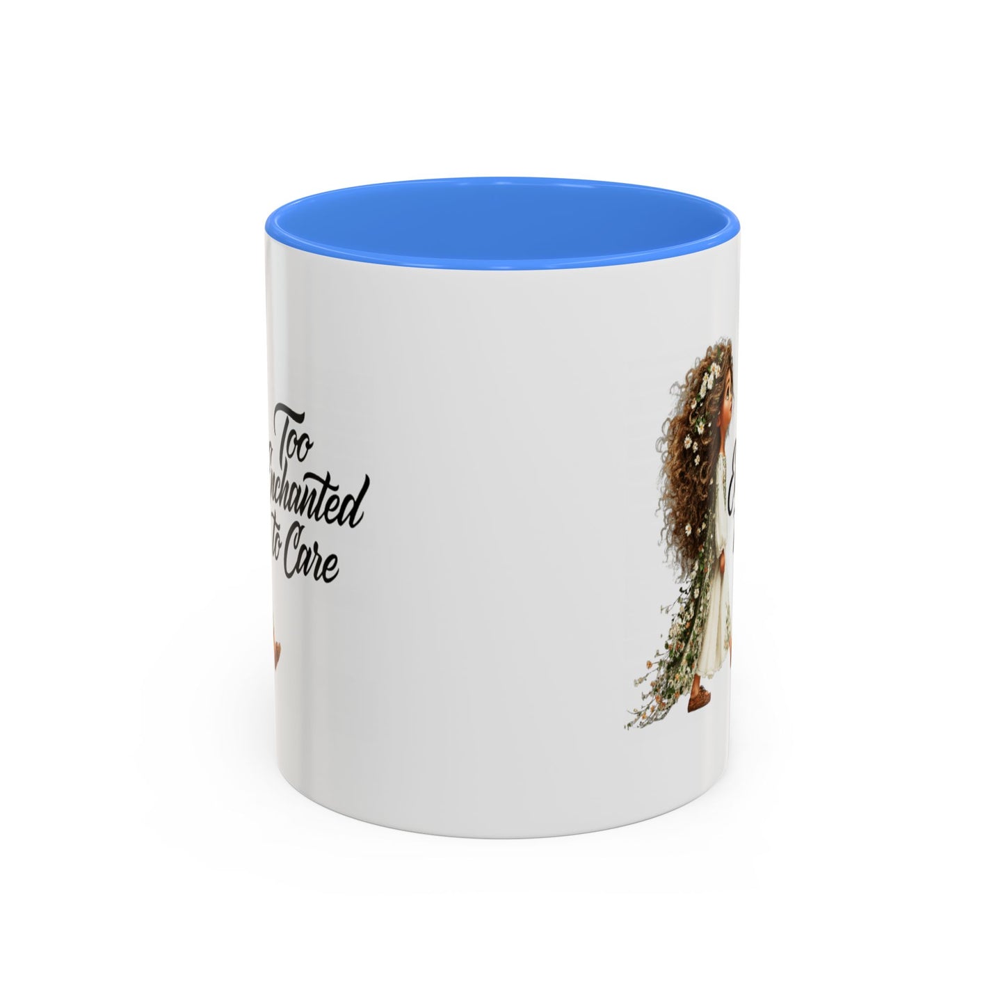 Coffee Mug – "Too Haunted To Care" Witchy Skull Accent Mug (Two-Tone, 11/15oz)