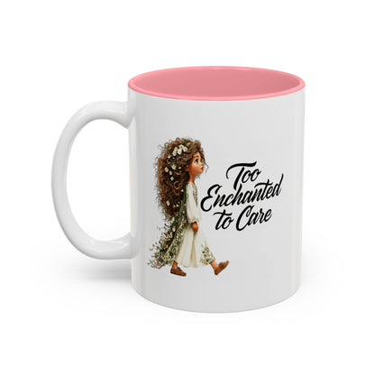 Coffee Mug – "Too Haunted To Care" Witchy Skull Accent Mug (Two-Tone, 11/15oz)