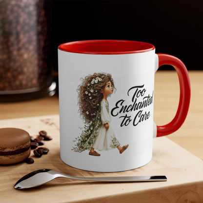 Pink Accent Ceramic Mug — Cozy Floral Dog Illustration