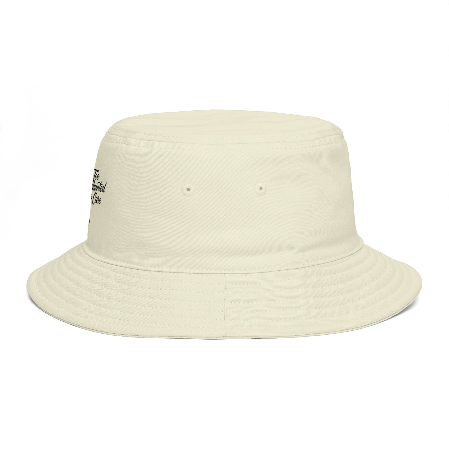Bucket Hat - 'Too Beautiful to Care' Floral Girl Embroidered Sun Hat