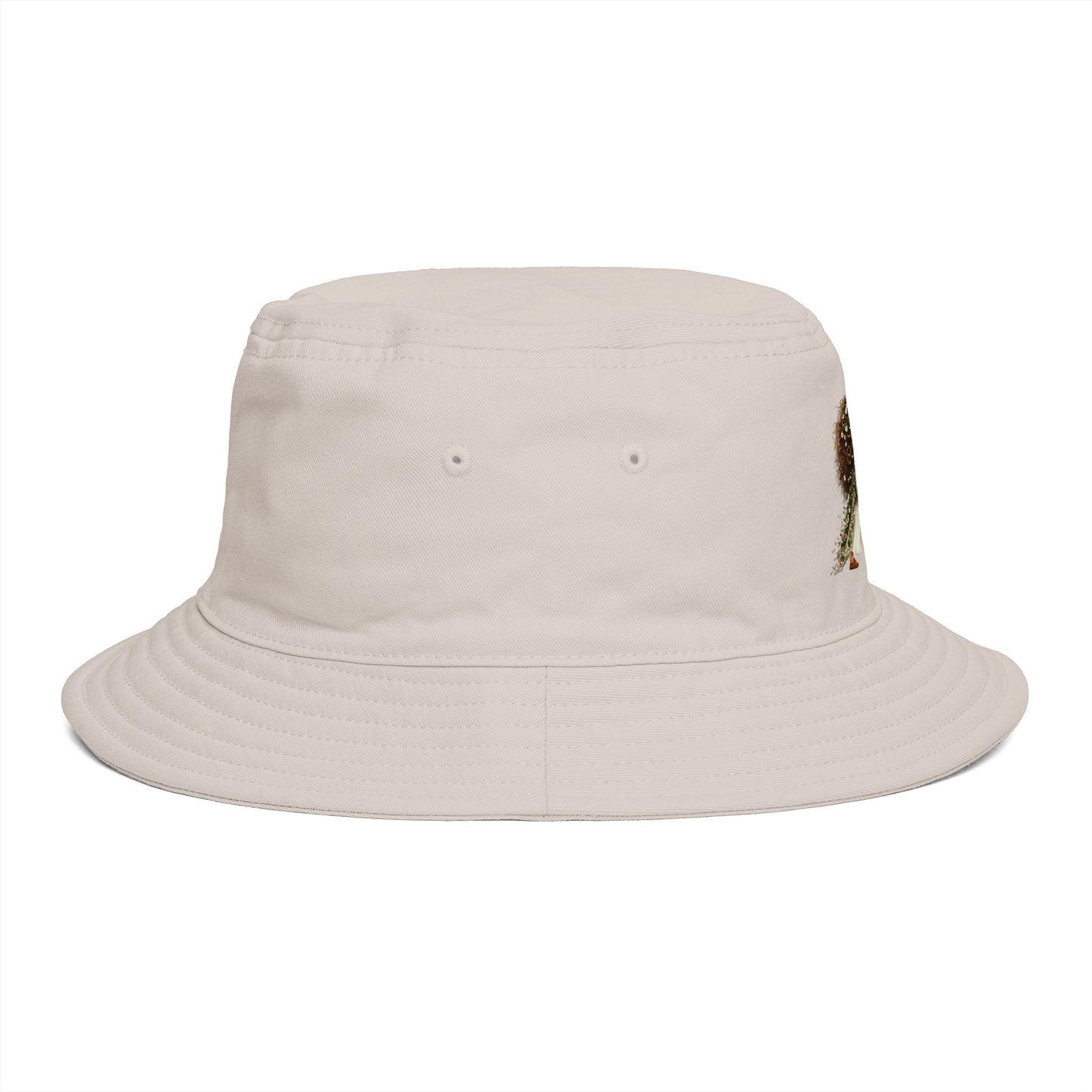 Bucket Hat - 'Too Beautiful to Care' Floral Girl Embroidered Sun Hat