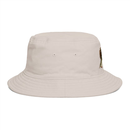Bucket Hat - 'Too Beautiful to Care' Floral Girl Embroidered Sun Hat