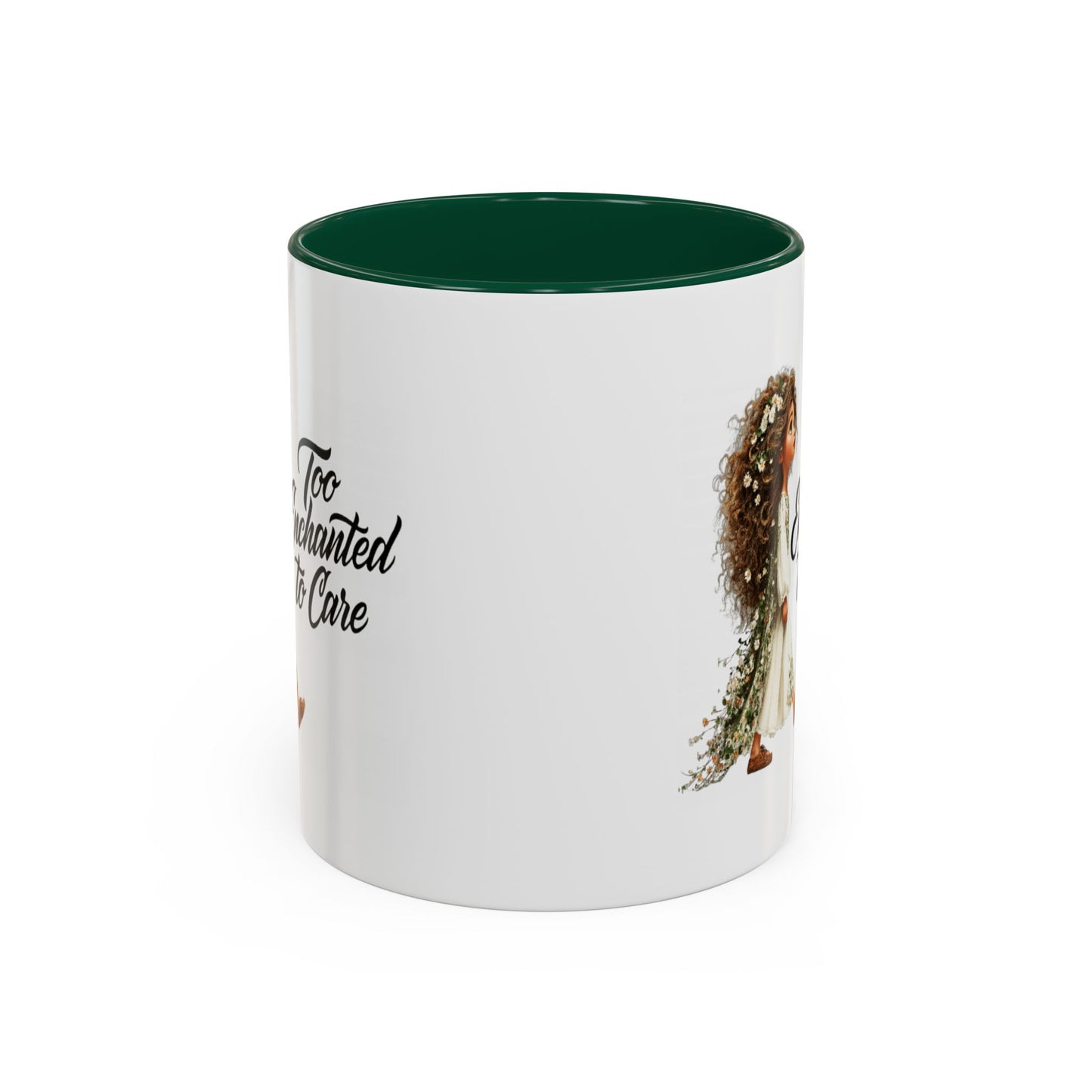 Coffee Mug – "Too Haunted To Care" Witchy Skull Accent Mug (Two-Tone, 11/15oz)