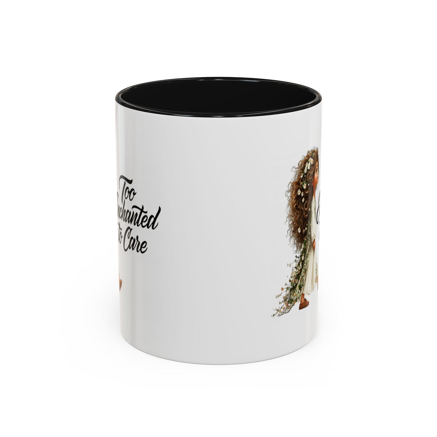 Coffee Mug – "Too Haunted To Care" Witchy Skull Accent Mug (Two-Tone, 11/15oz)