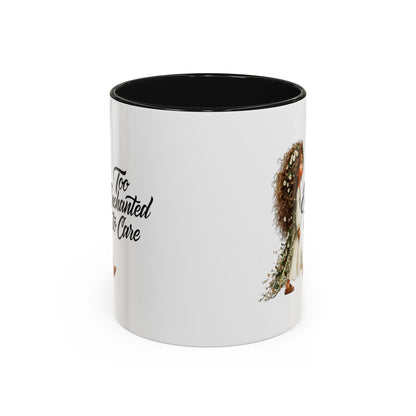 Coffee Mug – "Too Haunted To Care" Witchy Skull Accent Mug (Two-Tone, 11/15oz)