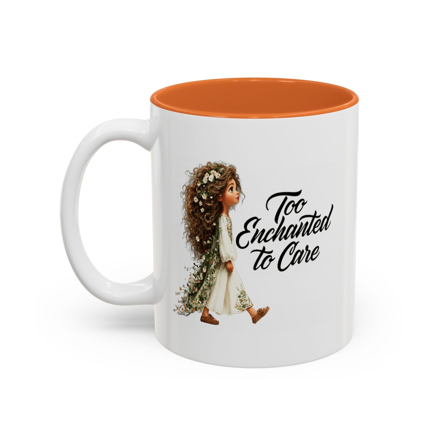 Coffee Mug – "Too Haunted To Care" Witchy Skull Accent Mug (Two-Tone, 11/15oz)