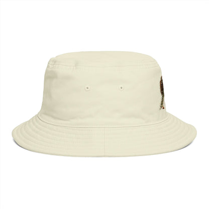 Bucket Hat - 'Too Beautiful to Care' Floral Girl Embroidered Sun Hat