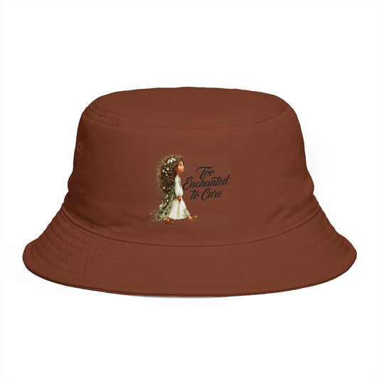 Bucket Hat - 'Too Beautiful to Care' Floral Girl Embroidered Sun Hat