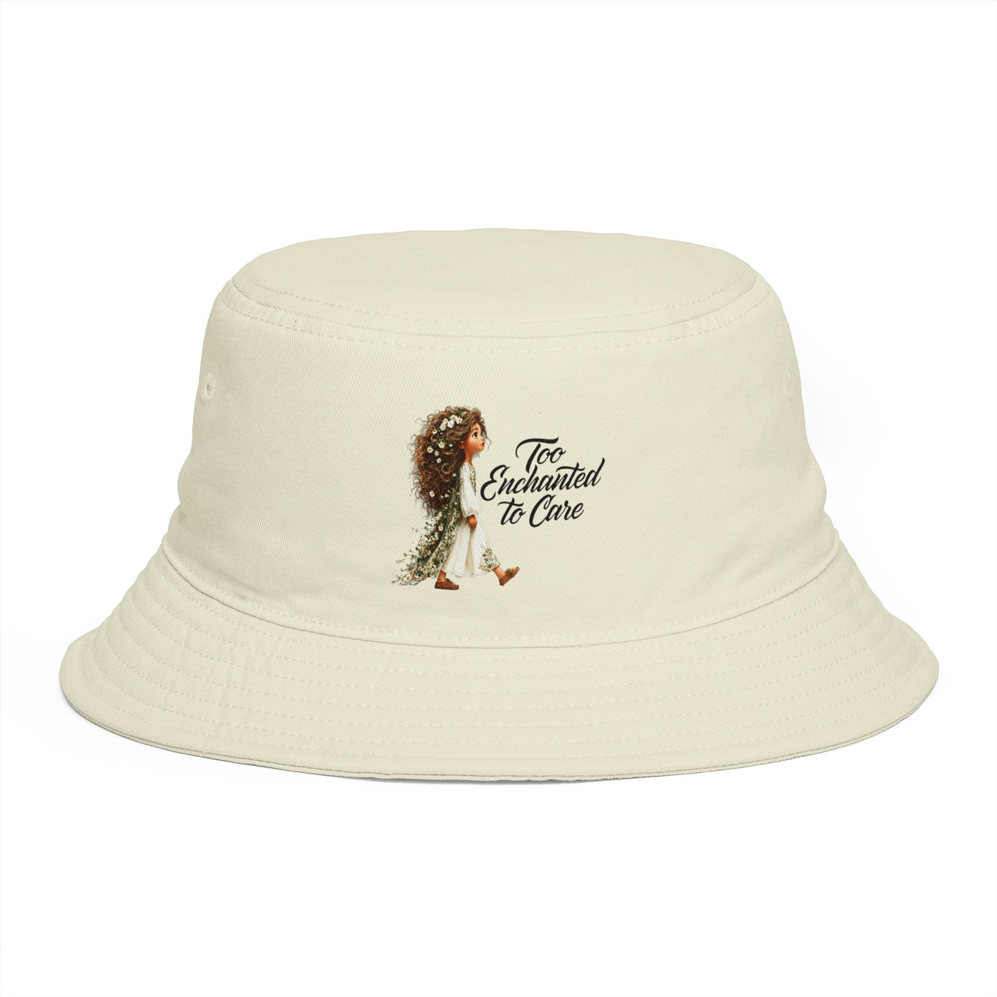Bucket Hat - 'Too Beautiful to Care' Floral Girl Embroidered Sun Hat