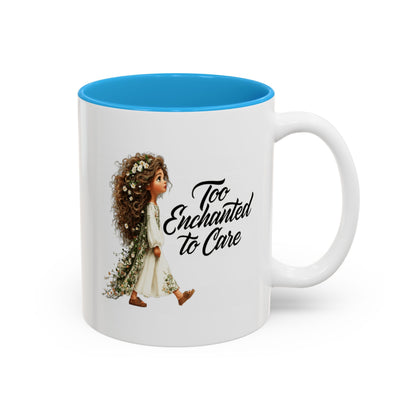 Coffee Mug – "Too Haunted To Care" Witchy Skull Accent Mug (Two-Tone, 11/15oz)