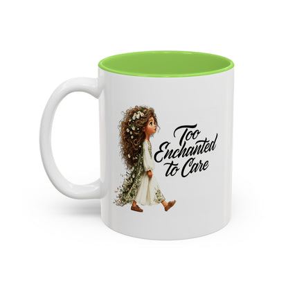 Coffee Mug – "Too Haunted To Care" Witchy Skull Accent Mug (Two-Tone, 11/15oz)