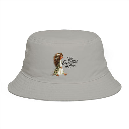Bucket Hat - 'Too Beautiful to Care' Floral Girl Embroidered Sun Hat