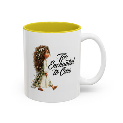 Coffee Mug – "Too Haunted To Care" Witchy Skull Accent Mug (Two-Tone, 11/15oz)