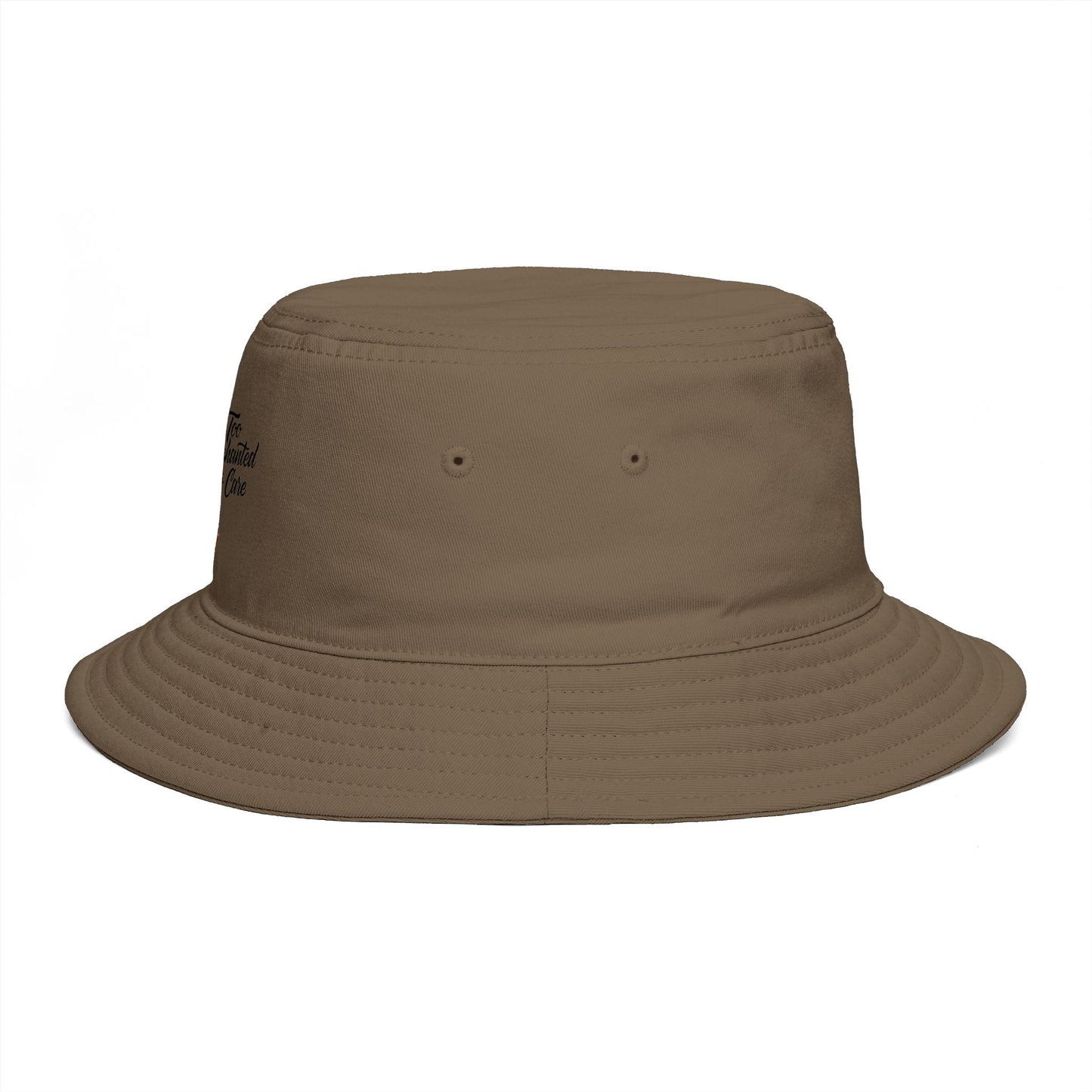 Bucket Hat - 'Too Beautiful to Care' Floral Girl Embroidered Sun Hat