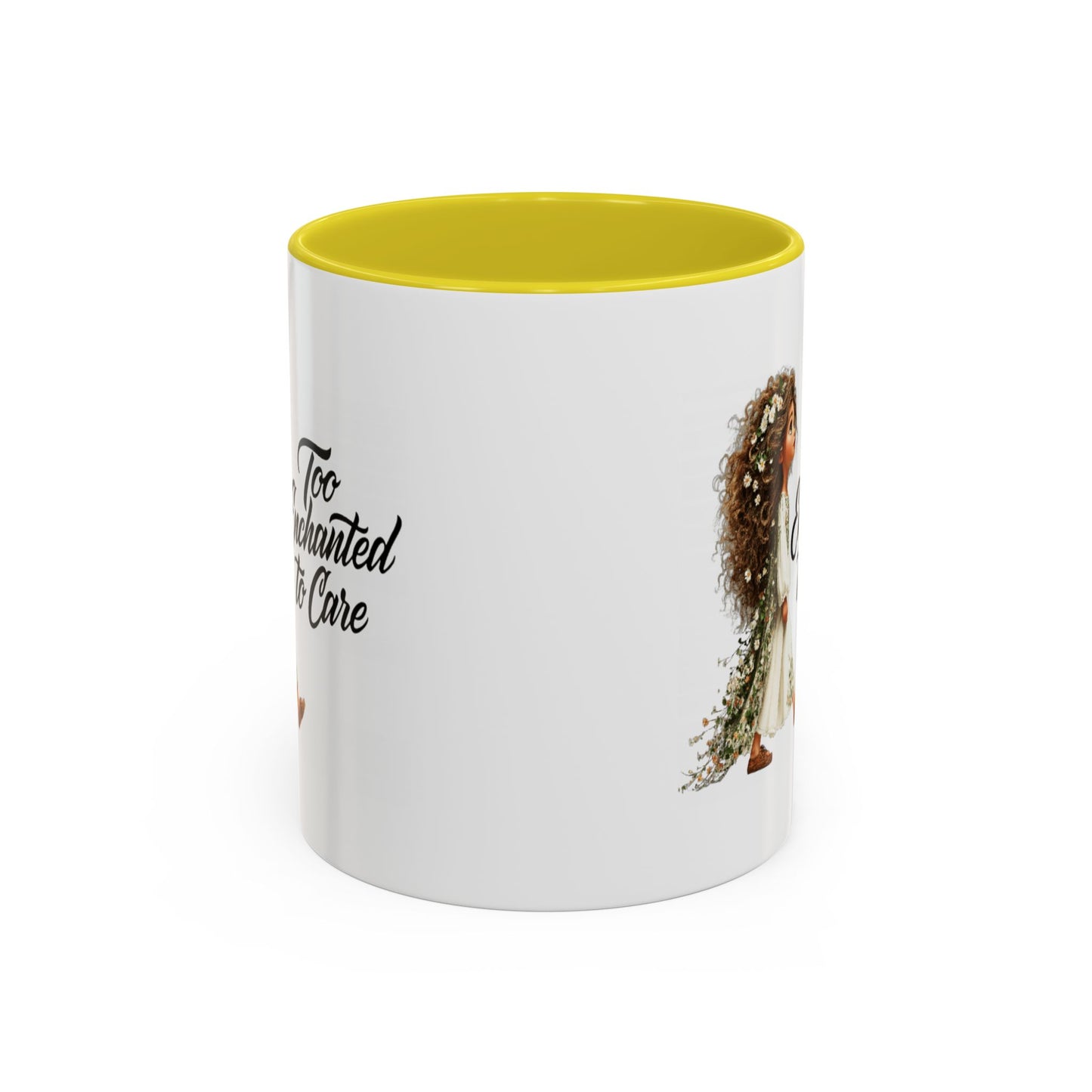 Coffee Mug – "Too Haunted To Care" Witchy Skull Accent Mug (Two-Tone, 11/15oz)