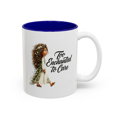 Coffee Mug – "Too Haunted To Care" Witchy Skull Accent Mug (Two-Tone, 11/15oz)