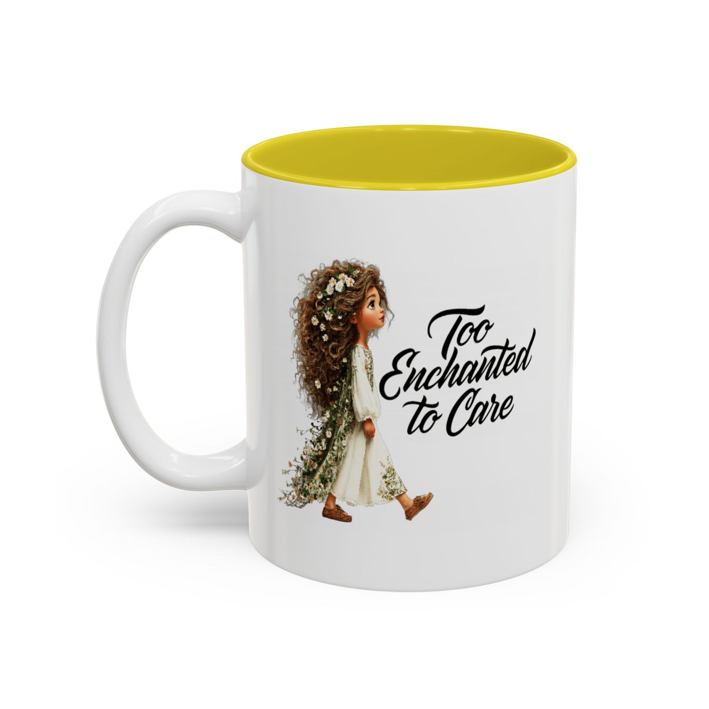 Coffee Mug – "Too Haunted To Care" Witchy Skull Accent Mug (Two-Tone, 11/15oz)