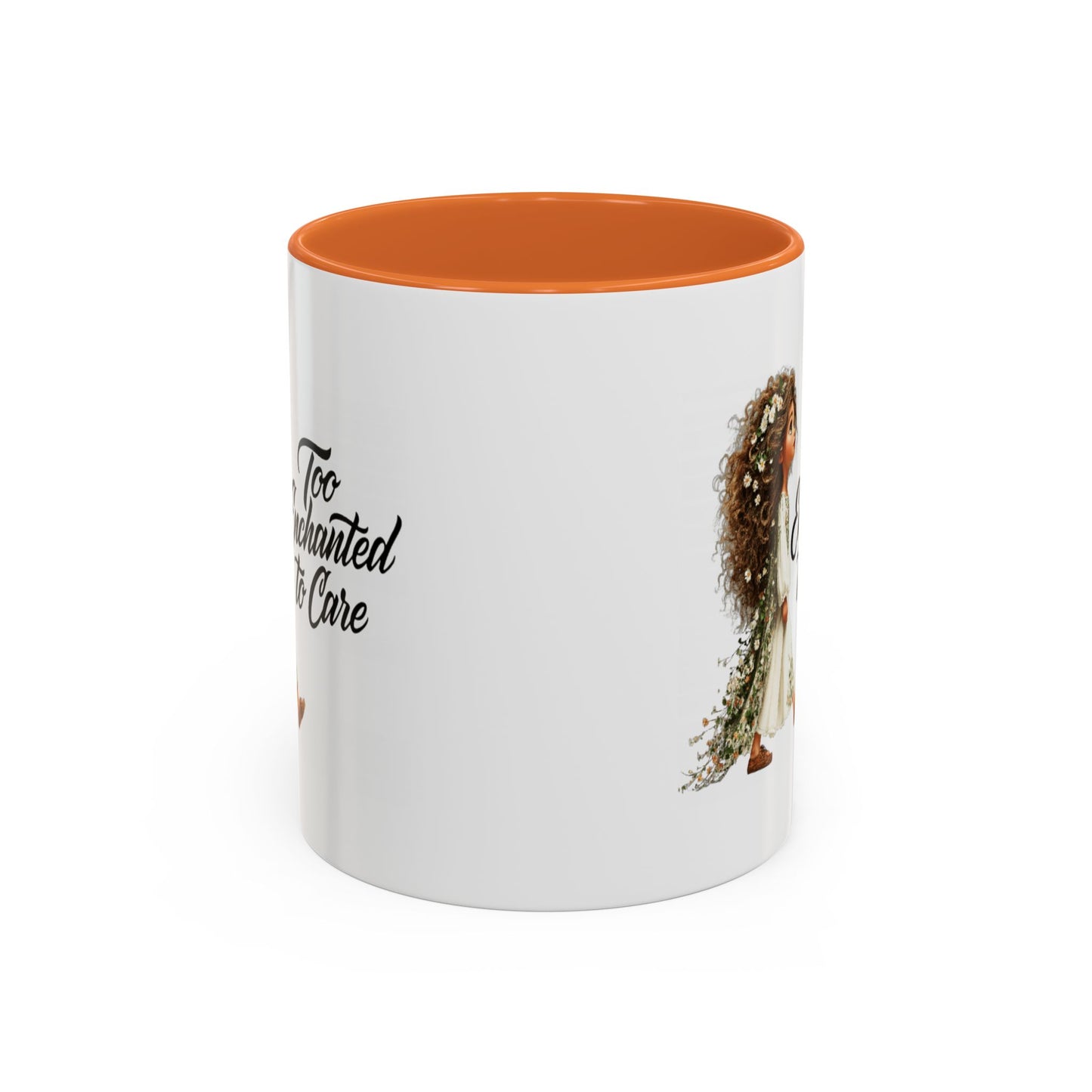 Coffee Mug – "Too Haunted To Care" Witchy Skull Accent Mug (Two-Tone, 11/15oz)