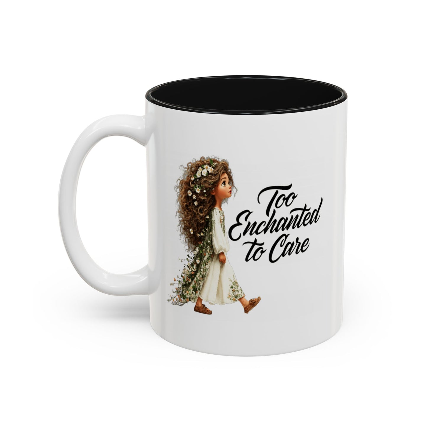 Coffee Mug – "Too Haunted To Care" Witchy Skull Accent Mug (Two-Tone, 11/15oz)