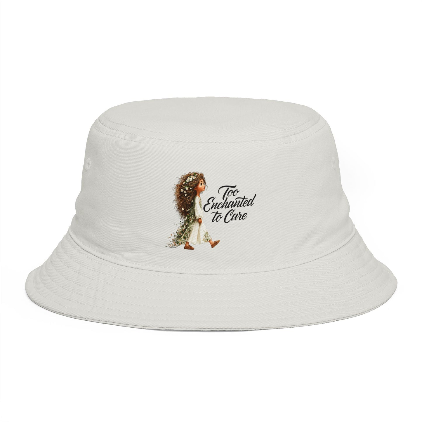 Bucket Hat - 'Too Beautiful to Care' Floral Girl Embroidered Sun Hat
