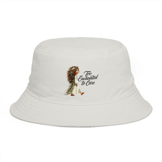Bucket Hat - 'Too Beautiful to Care' Floral Girl Embroidered Sun Hat