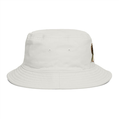 Bucket Hat - 'Too Beautiful to Care' Floral Girl Embroidered Sun Hat