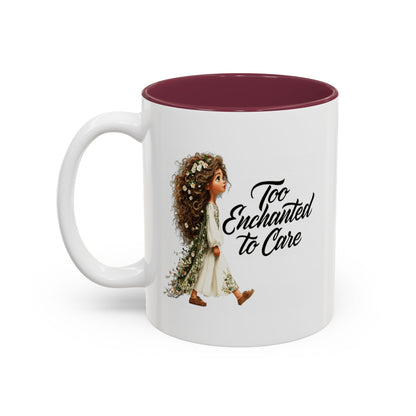 Coffee Mug – "Too Haunted To Care" Witchy Skull Accent Mug (Two-Tone, 11/15oz)