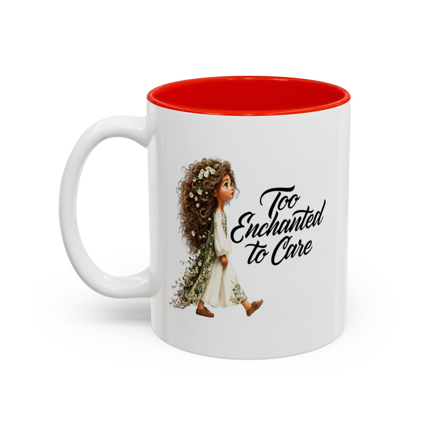 Coffee Mug – "Too Haunted To Care" Witchy Skull Accent Mug (Two-Tone, 11/15oz)