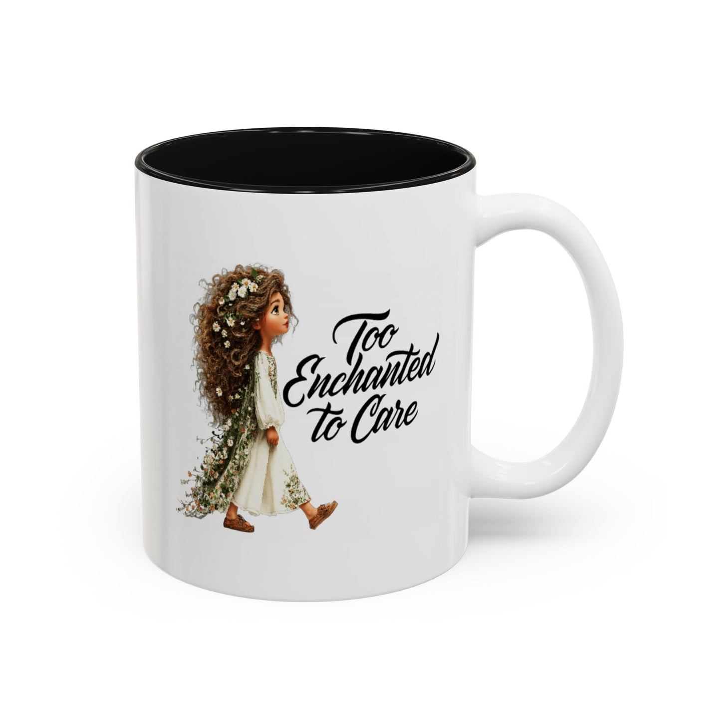 Coffee Mug – "Too Haunted To Care" Witchy Skull Accent Mug (Two-Tone, 11/15oz)