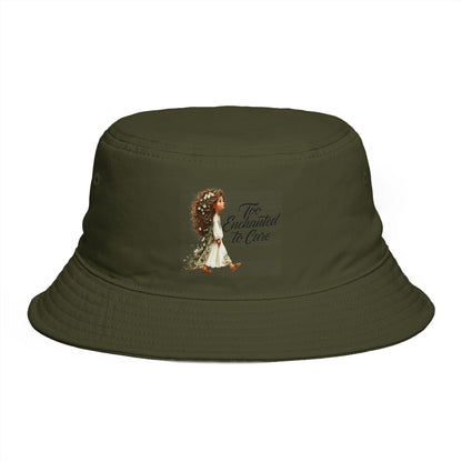 Bucket Hat - 'Too Beautiful to Care' Floral Girl Embroidered Sun Hat