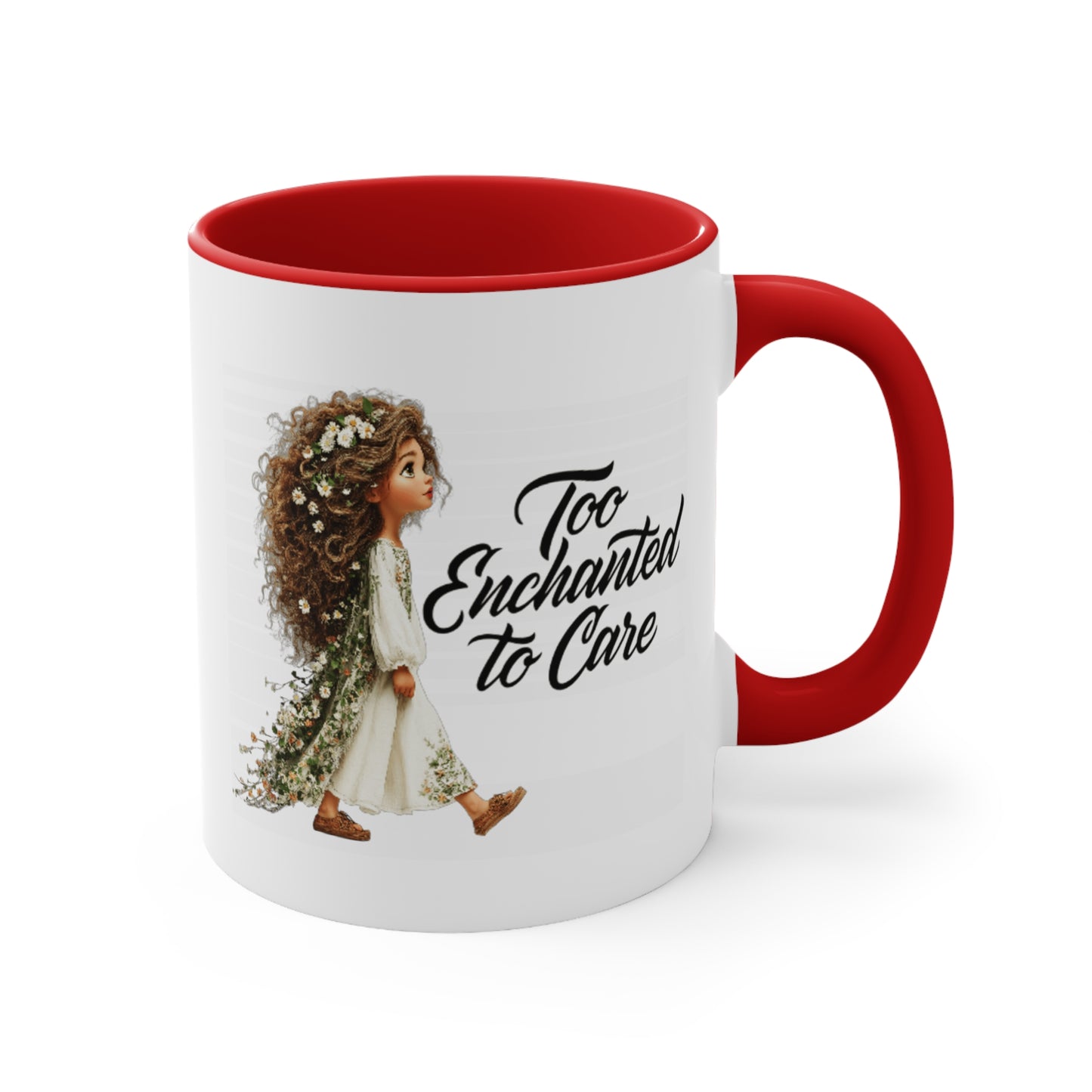 Pink Accent Ceramic Mug — Cozy Floral Dog Illustration